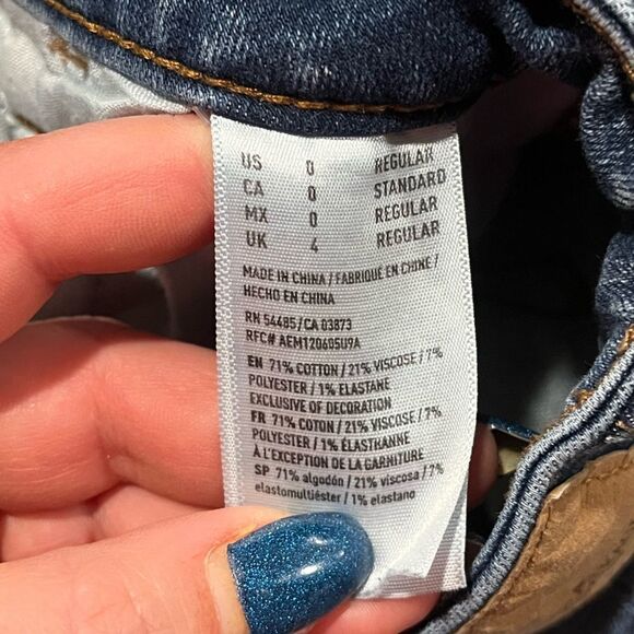 American Eagle Skinny Jeans NE(X)T Level Stretch Distressed Medium Wash Size 0 - Picture 7 of 11